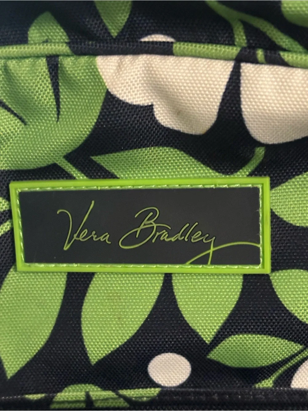 Vera Bradley Navy Floral Backpack with Green & White Leaves